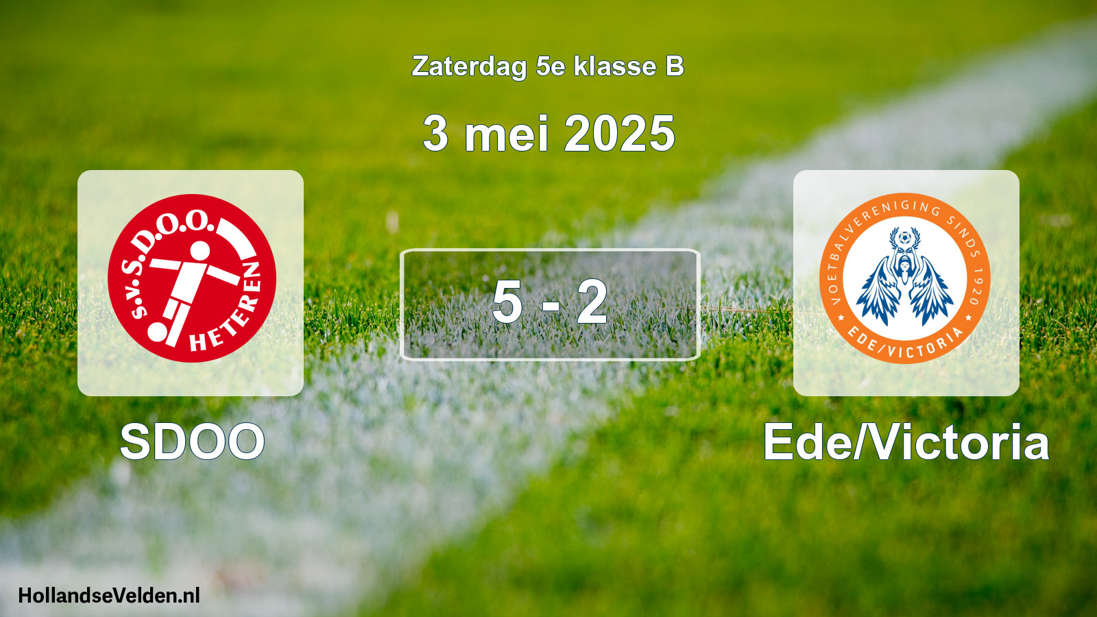 Gespeelde wedstrijd: SDOO - Ede/Victoria 5 - 2 (3 mei 2025)