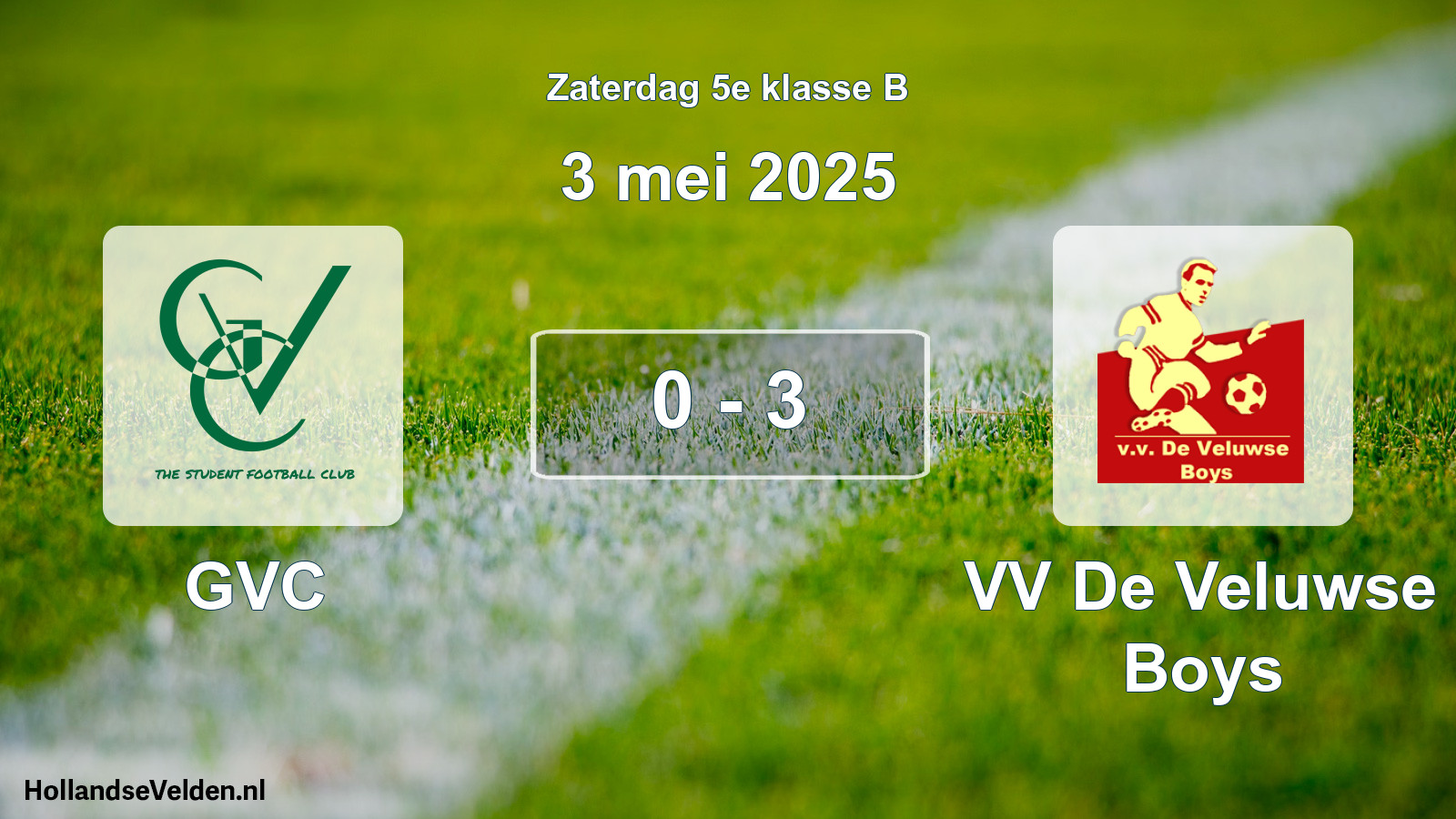 Gespeelde wedstrijd: GVC - VV De Veluwse Boys 0 - 3 (3 mei 2025)