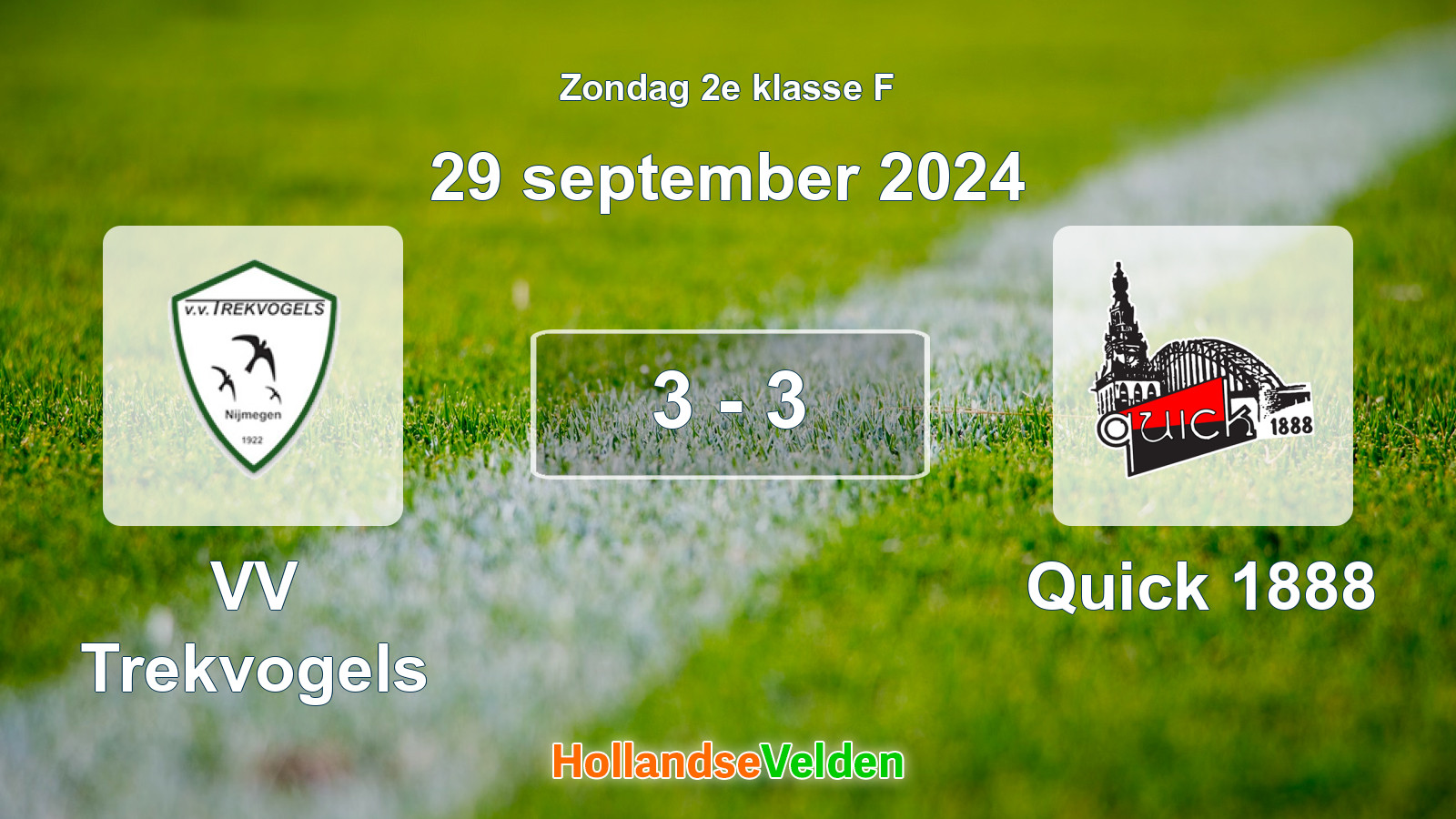 Gespeelde wedstrijd: VV Trekvogels - Quick 1888 3 - 3 (29 september 2024)