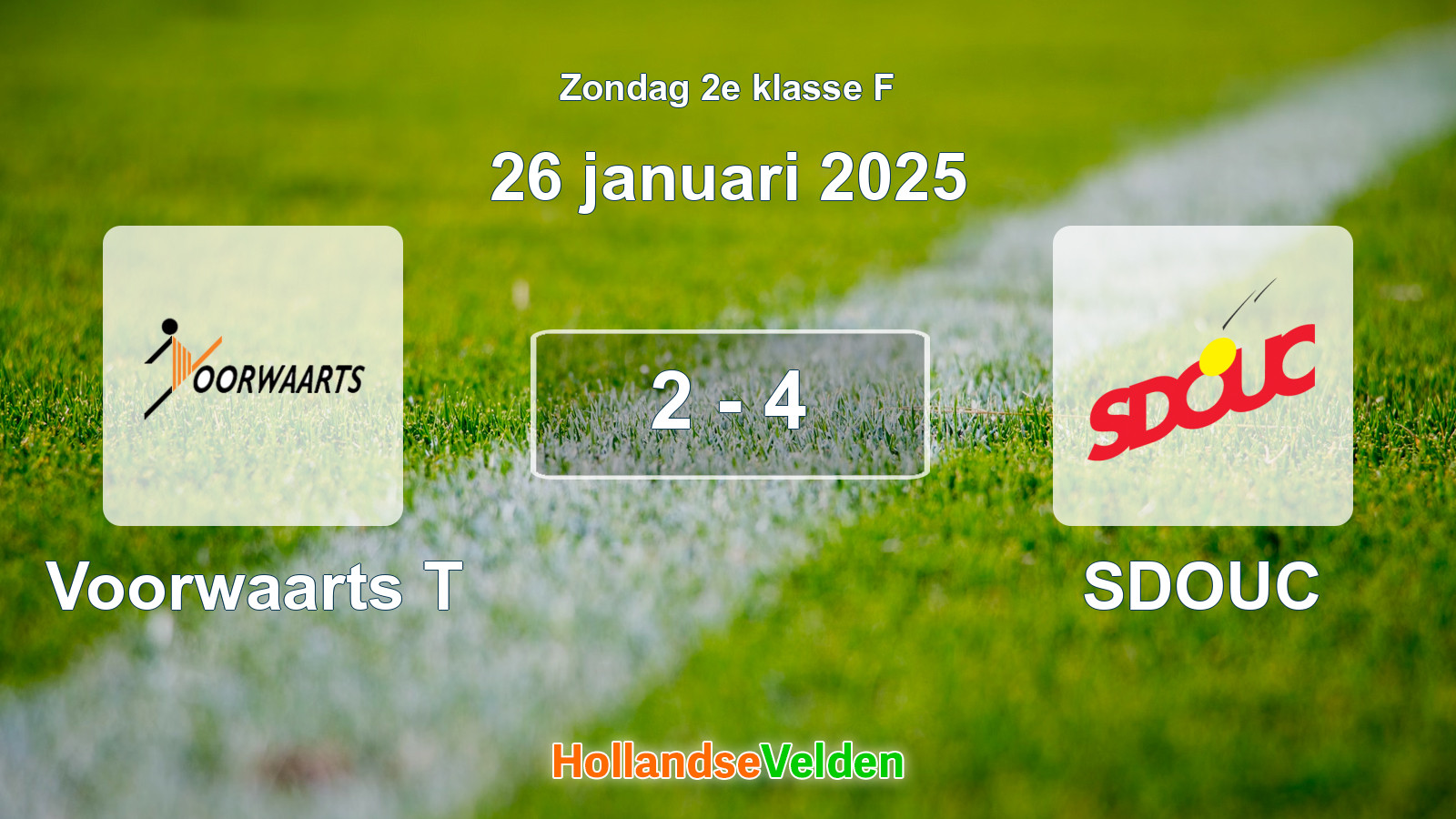 Gespeelde wedstrijd: Voorwaarts T - SDOUC 2 - 4 (26 januari 2025)