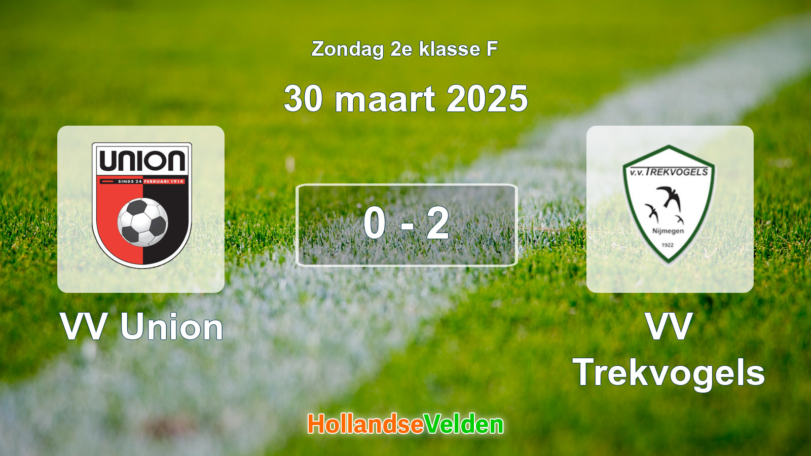 Gespeelde wedstrijd: VV Union - VV Trekvogels 0 - 2 (30 maart 2025)