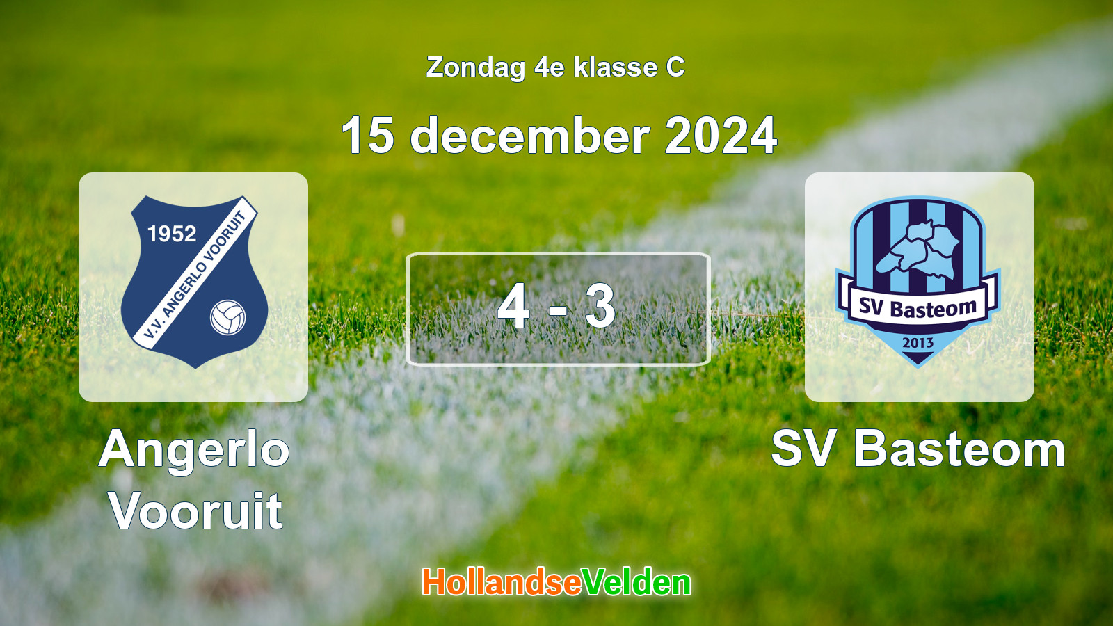 Gespeelde wedstrijd: Angerlo Vooruit - SV Basteom 4 - 3 (15 december 2024)