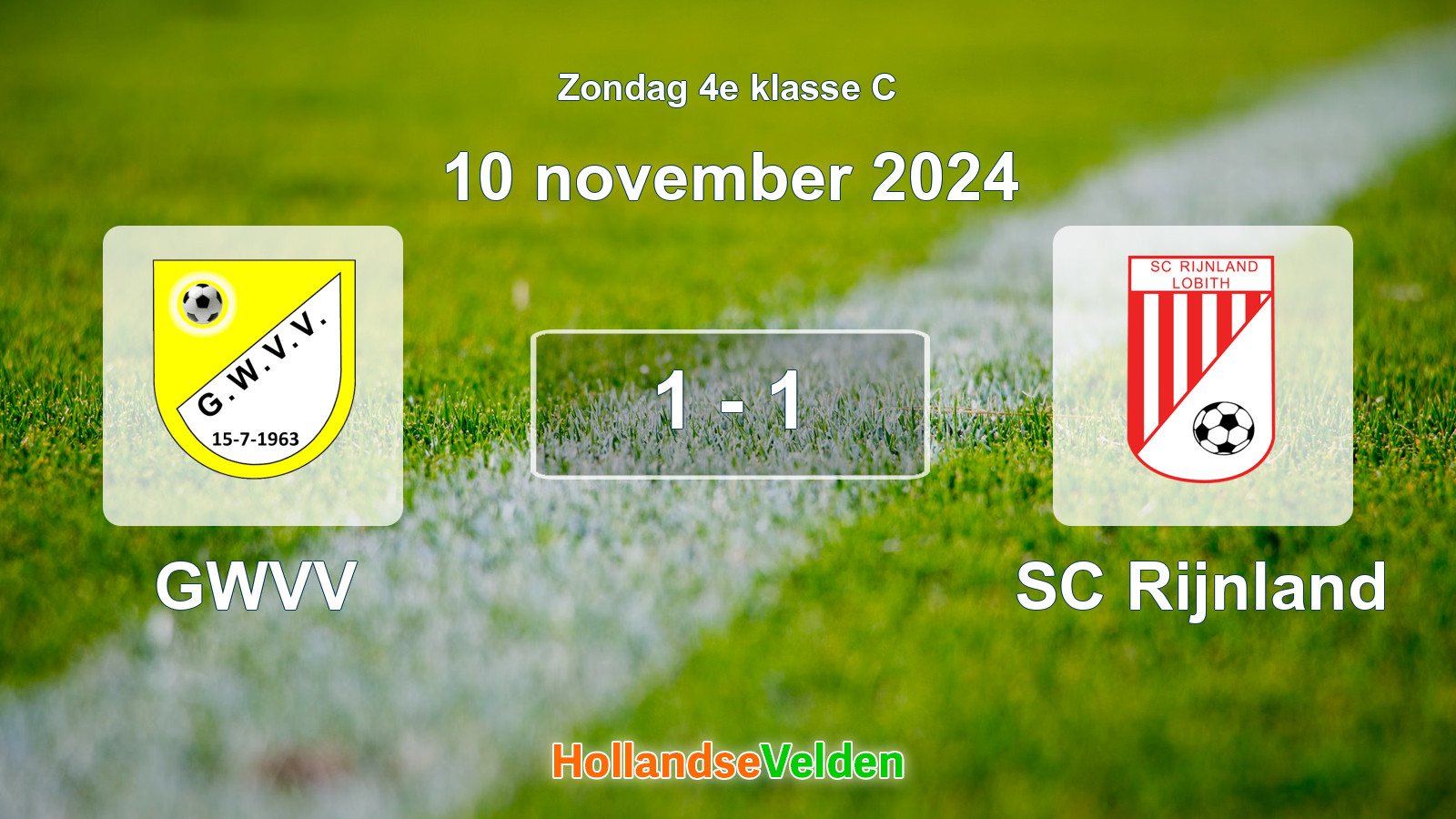 Gespeelde wedstrijd: GWVV - SC Rijnland 1 - 1 (10 november 2024)