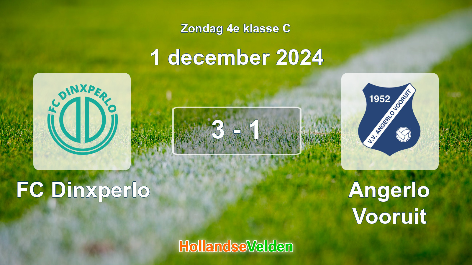 Gespeelde wedstrijd: FC Dinxperlo - Angerlo Vooruit 3 - 1 (1 december 2024)