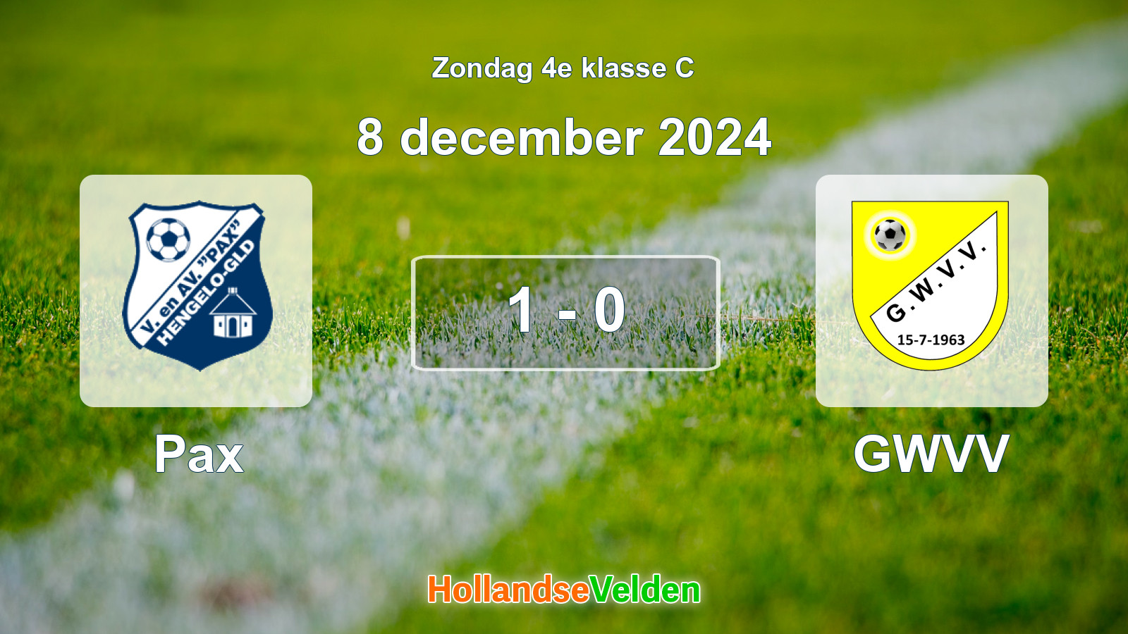 Gespeelde wedstrijd: Pax - GWVV 1 - 0 (8 december 2024)