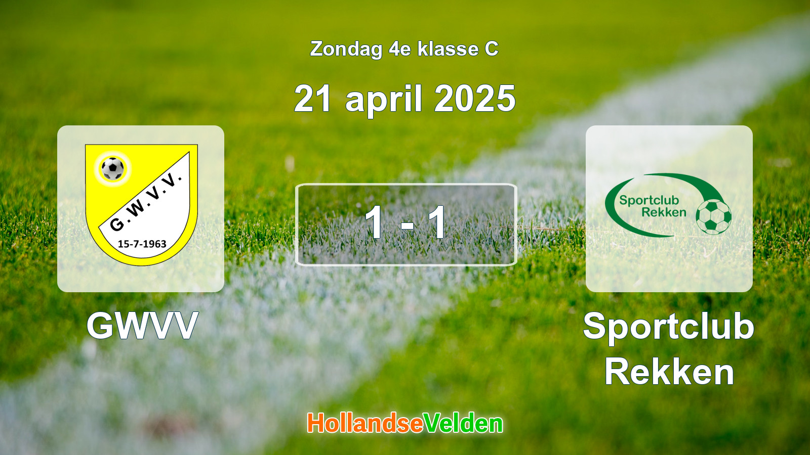 Gespeelde wedstrijd: GWVV - Sportclub Rekken 1 - 1 (21 april 2025)