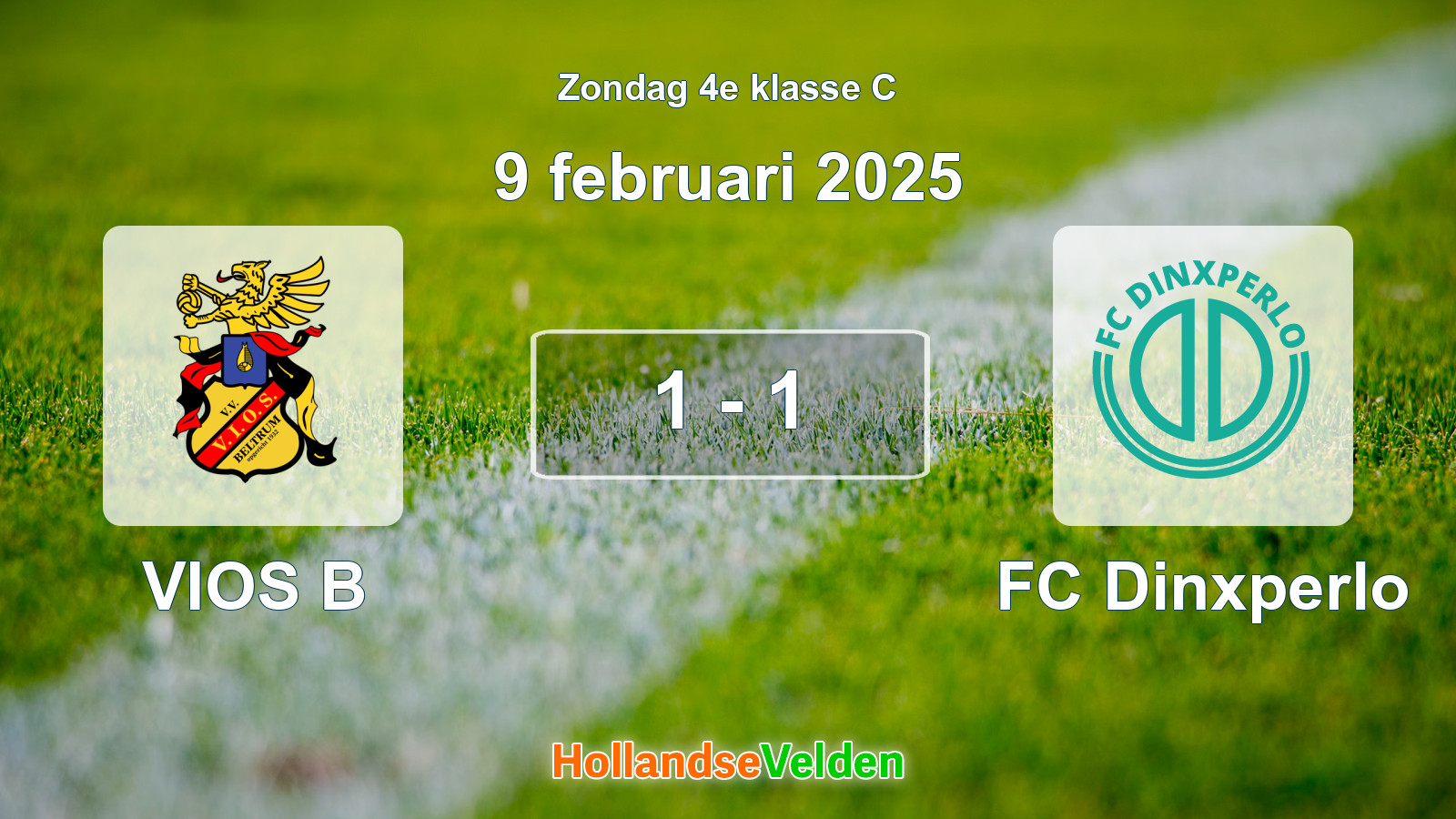 Gespeelde wedstrijd: VIOS B - FC Dinxperlo 1 - 1 (9 februari 2025)