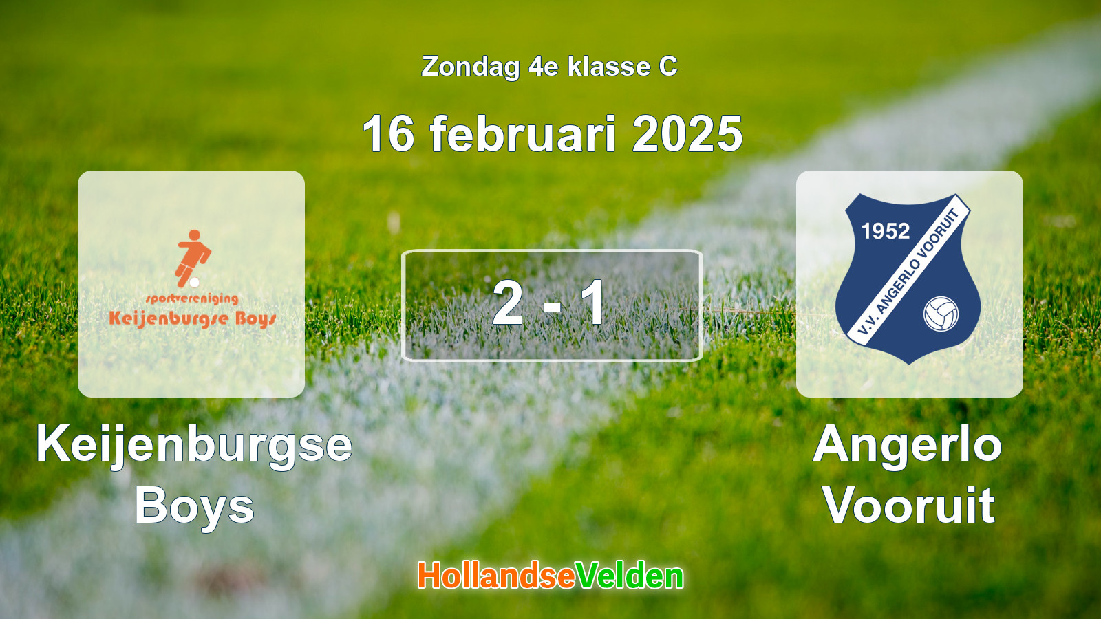Gespeelde wedstrijd: Keijenburgse Boys - Angerlo Vooruit 2 - 1 (16 februari 2025)