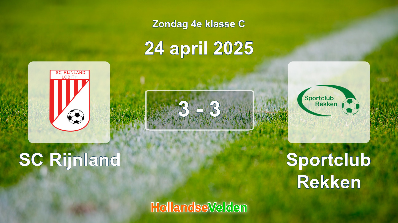 Gespeelde wedstrijd: SC Rijnland - Sportclub Rekken 3 - 3 (24 april 2025)