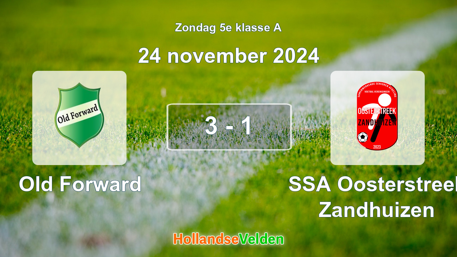 Gespeelde wedstrijd: Old Forward - SSA Oosterstreek Zandhuizen 3 - 1 (24 november 2024)