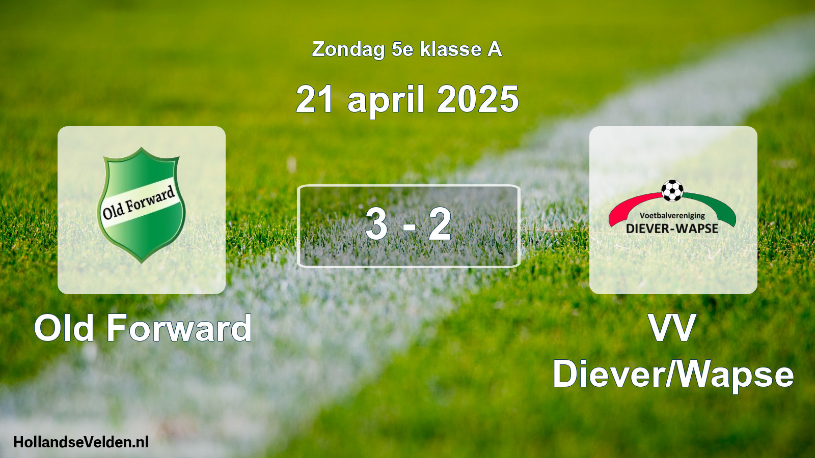 Gespeelde wedstrijd: Old Forward - VV Diever/Wapse 3 - 2 (21 april 2025)