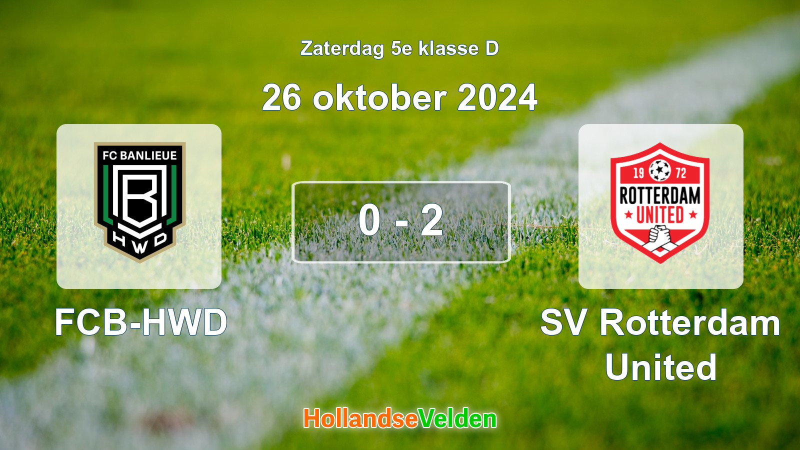 Gespeelde wedstrijd: FCB-HWD - SV Rotterdam United 0 - 2 (26 oktober 2024)