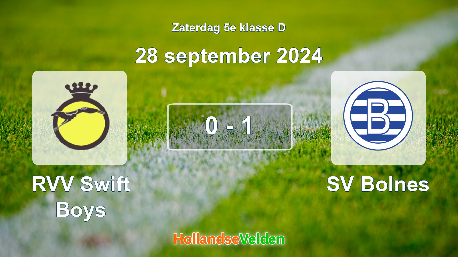 Gespeelde wedstrijd: RVV Swift Boys - SV Bolnes 0 - 1 (28 september 2024)