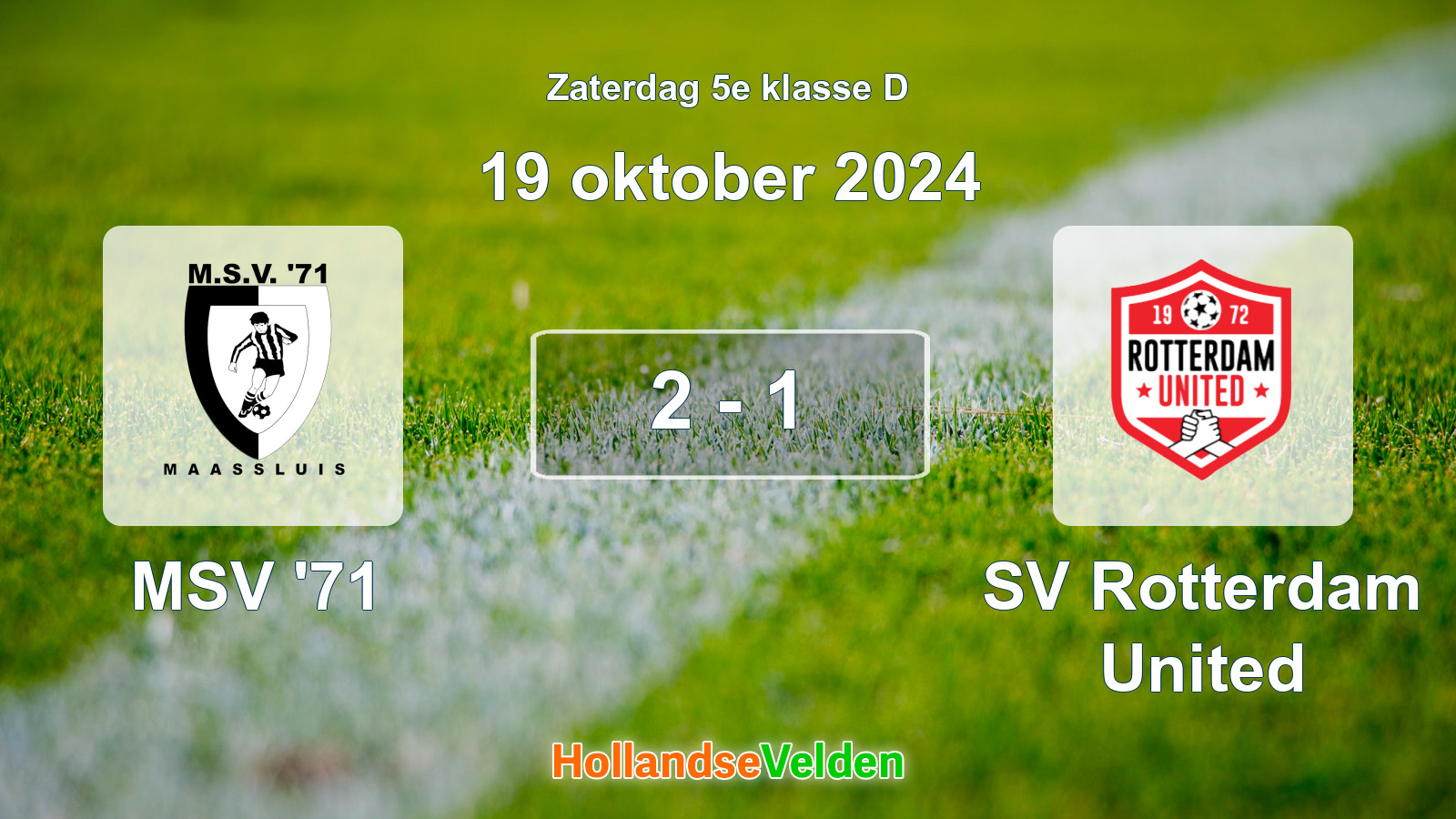 Gespeelde wedstrijd: MSV '71 - SV Rotterdam United 2 - 1 (19 oktober 2024)