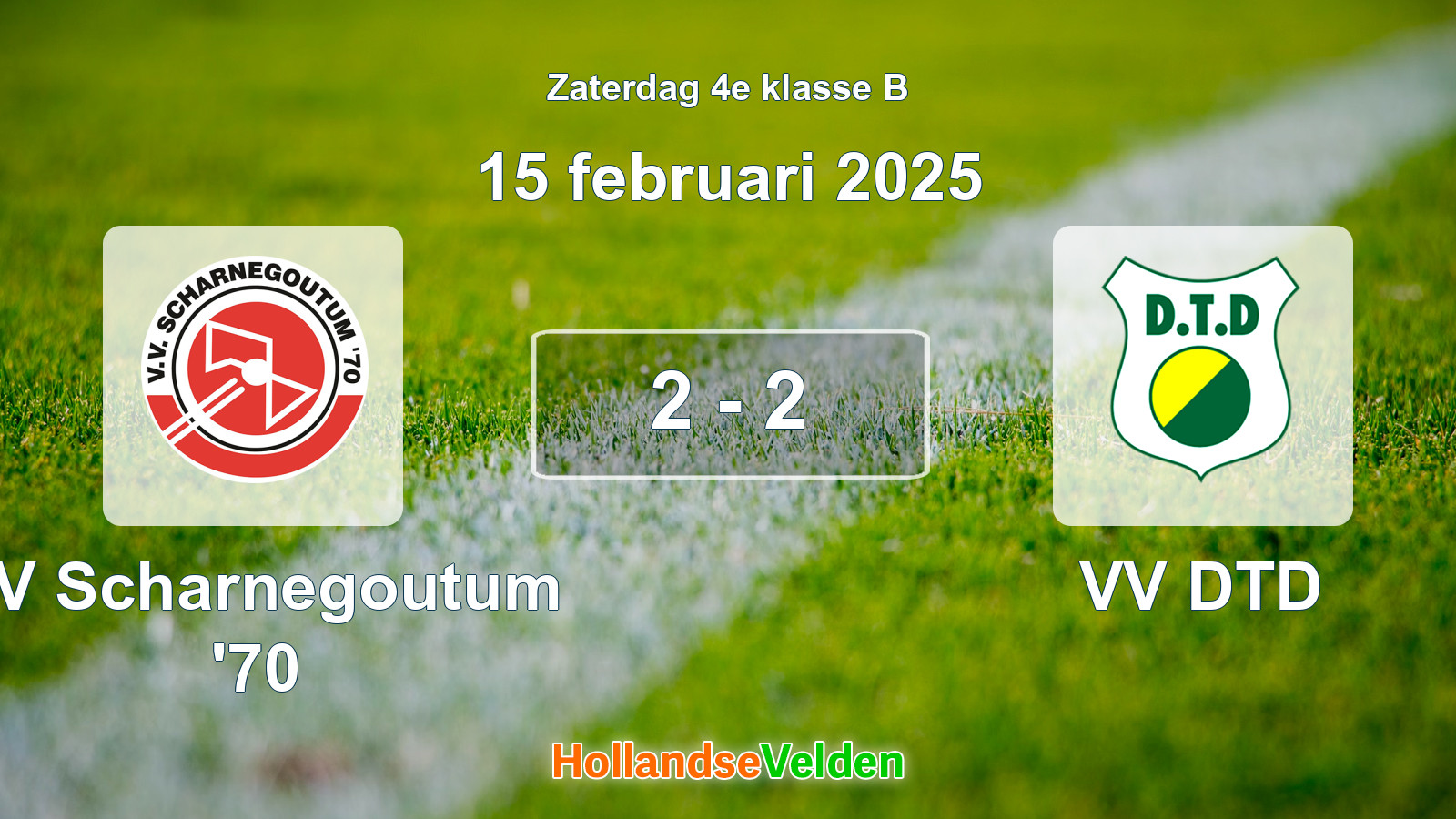 Gespeelde wedstrijd: VV Scharnegoutum '70 - VV DTD 2 - 2 (15 februari 2025)