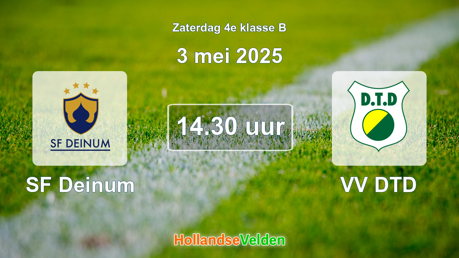 Geplande wedstrijd: SF Deinum - VV DTD (3 mei 2025)