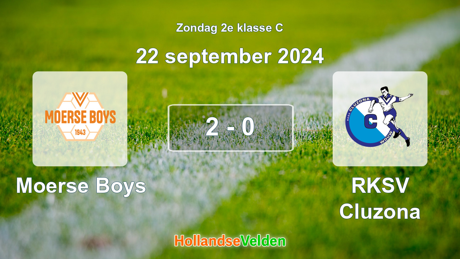 Gespeelde wedstrijd: Moerse Boys - RKSV Cluzona 2 - 0 (22 september 2024)