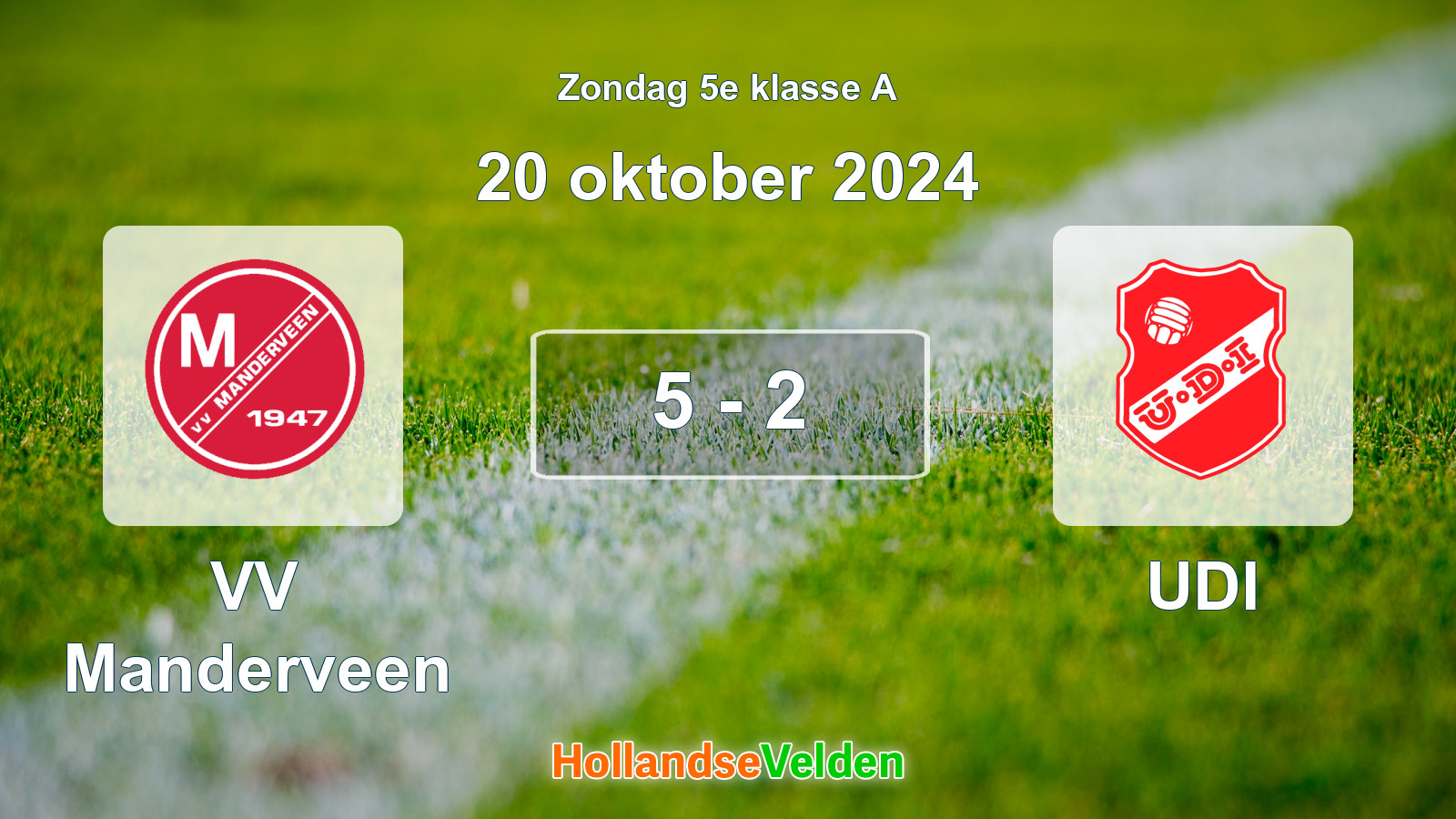 Gespeelde wedstrijd: VV Manderveen - UDI 5 - 2 (20 oktober 2024)