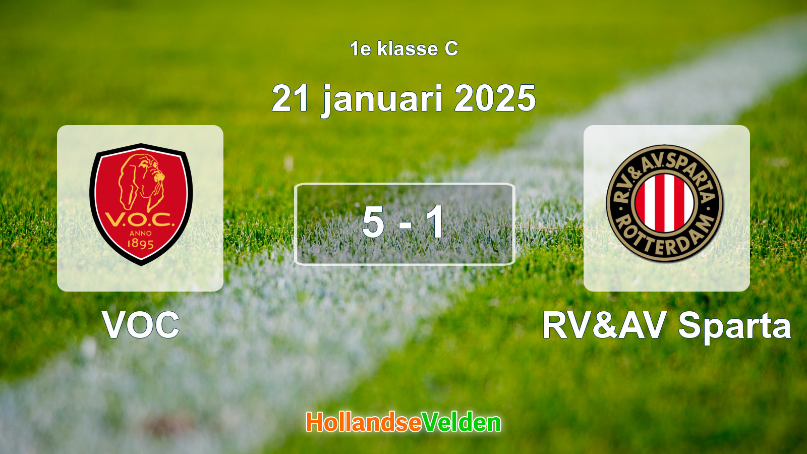 Gespeelde wedstrijd: VOC - RV&AV Sparta 5 - 1 (21 januari 2025)
