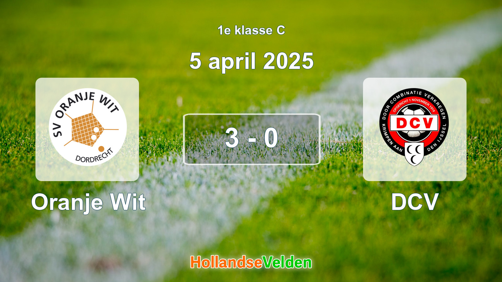 Gespeelde wedstrijd: Oranje Wit - DCV 3 - 0 (5 april 2025)