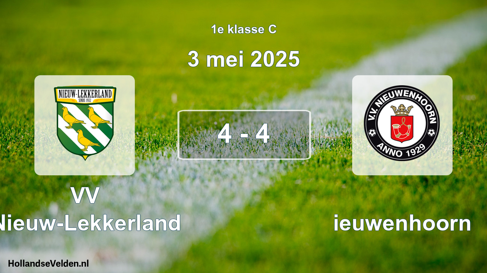 Gespeelde wedstrijd: VV Nieuw-Lekkerland - Nieuwenhoorn 4 - 4 (3 mei 2025)