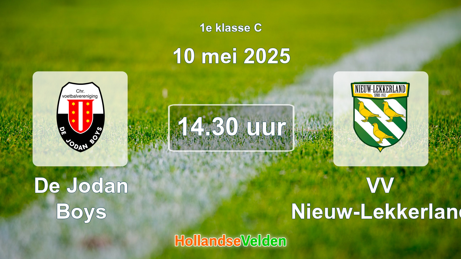 Geplande wedstrijd: De Jodan Boys - VV Nieuw-Lekkerland (10 mei 2025)