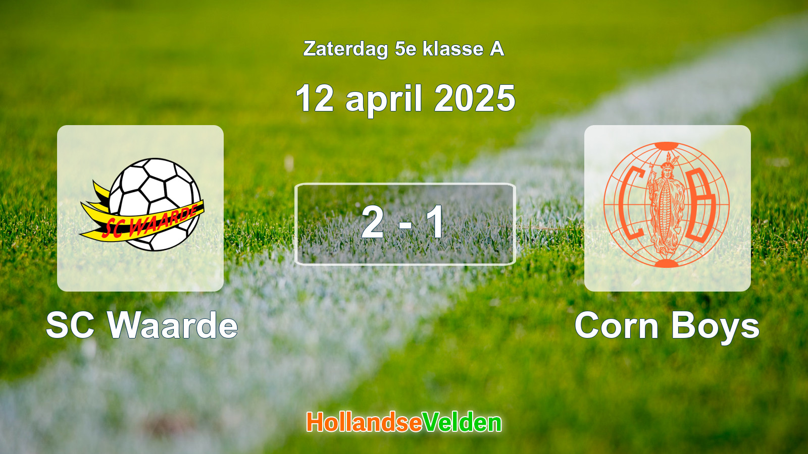 Gespeelde wedstrijd: SC Waarde - Corn Boys 2 - 1 (12 april 2025)