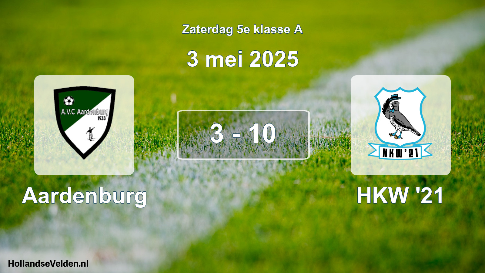 Gespeelde wedstrijd: Aardenburg - HKW '21 3 - 10 (3 mei 2025)