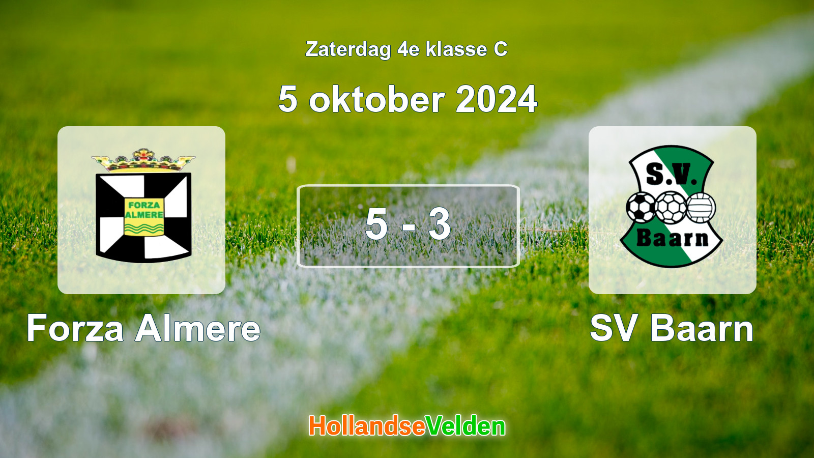 Gespeelde wedstrijd: Forza Almere - SV Baarn 5 - 3 (5 oktober 2024)