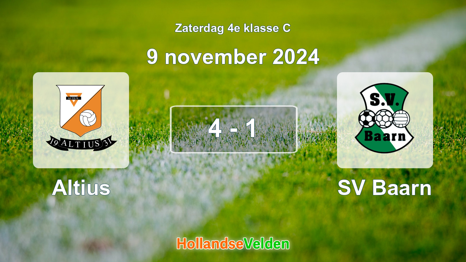 Gespeelde wedstrijd: Altius - SV Baarn 4 - 1 (9 november 2024)