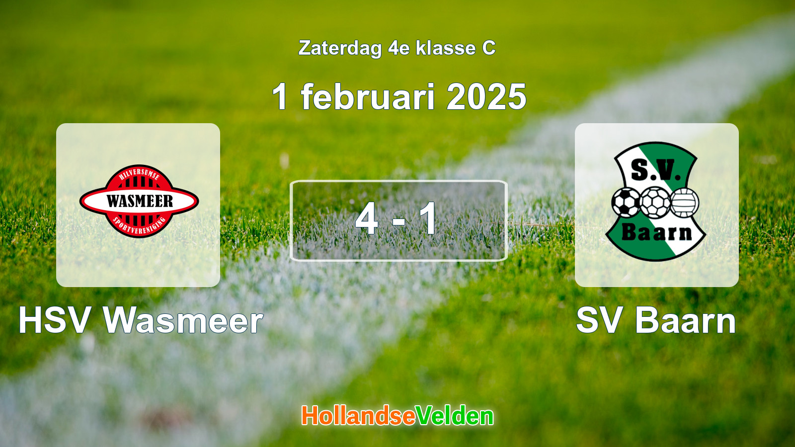 Gespeelde wedstrijd: HSV Wasmeer - SV Baarn 4 - 1 (1 februari 2025)