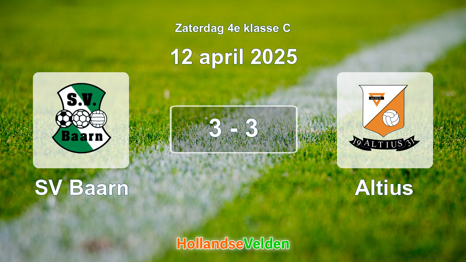 Gespeelde wedstrijd: SV Baarn - Altius 3 - 3 (12 april 2025)