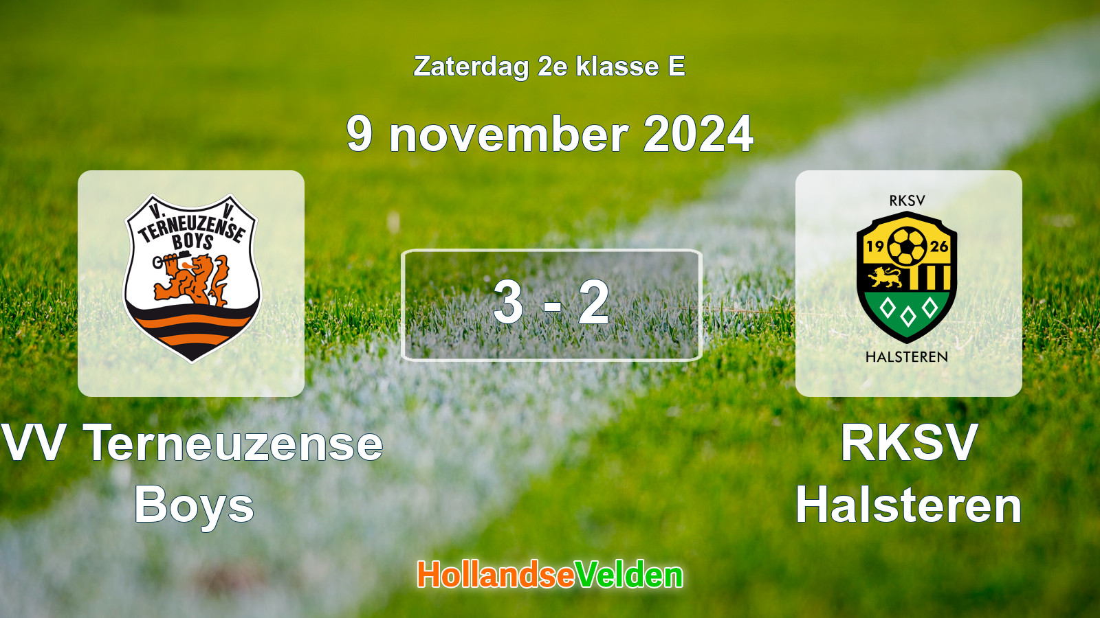 Gespeelde wedstrijd: VV Terneuzense Boys - RKSV Halsteren 3 - 2 (9 november 2024)