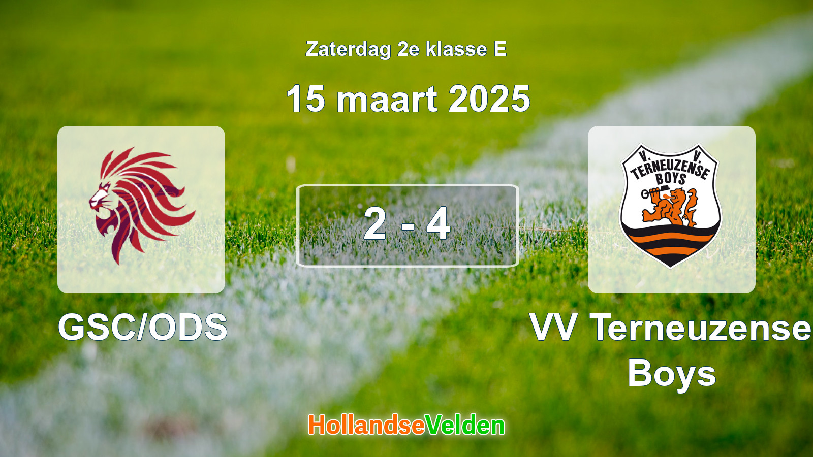 Gespeelde wedstrijd: GSC/ODS - VV Terneuzense Boys 2 - 4 (15 maart 2025)