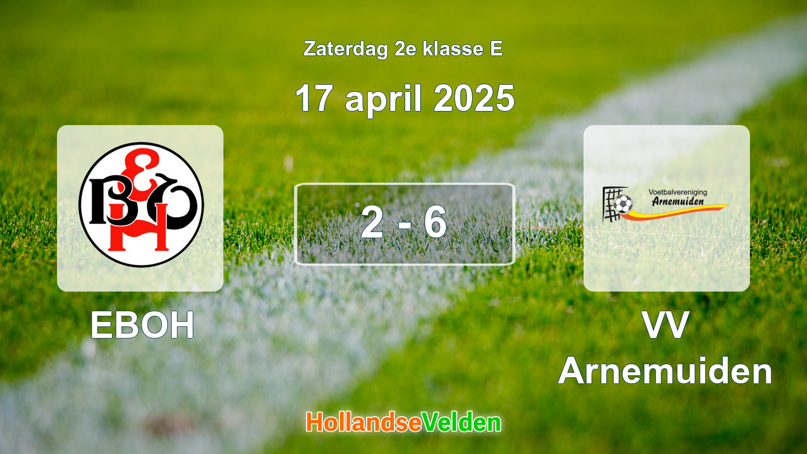 Gespeelde wedstrijd: EBOH - VV Arnemuiden 2 - 6 (17 april 2025)