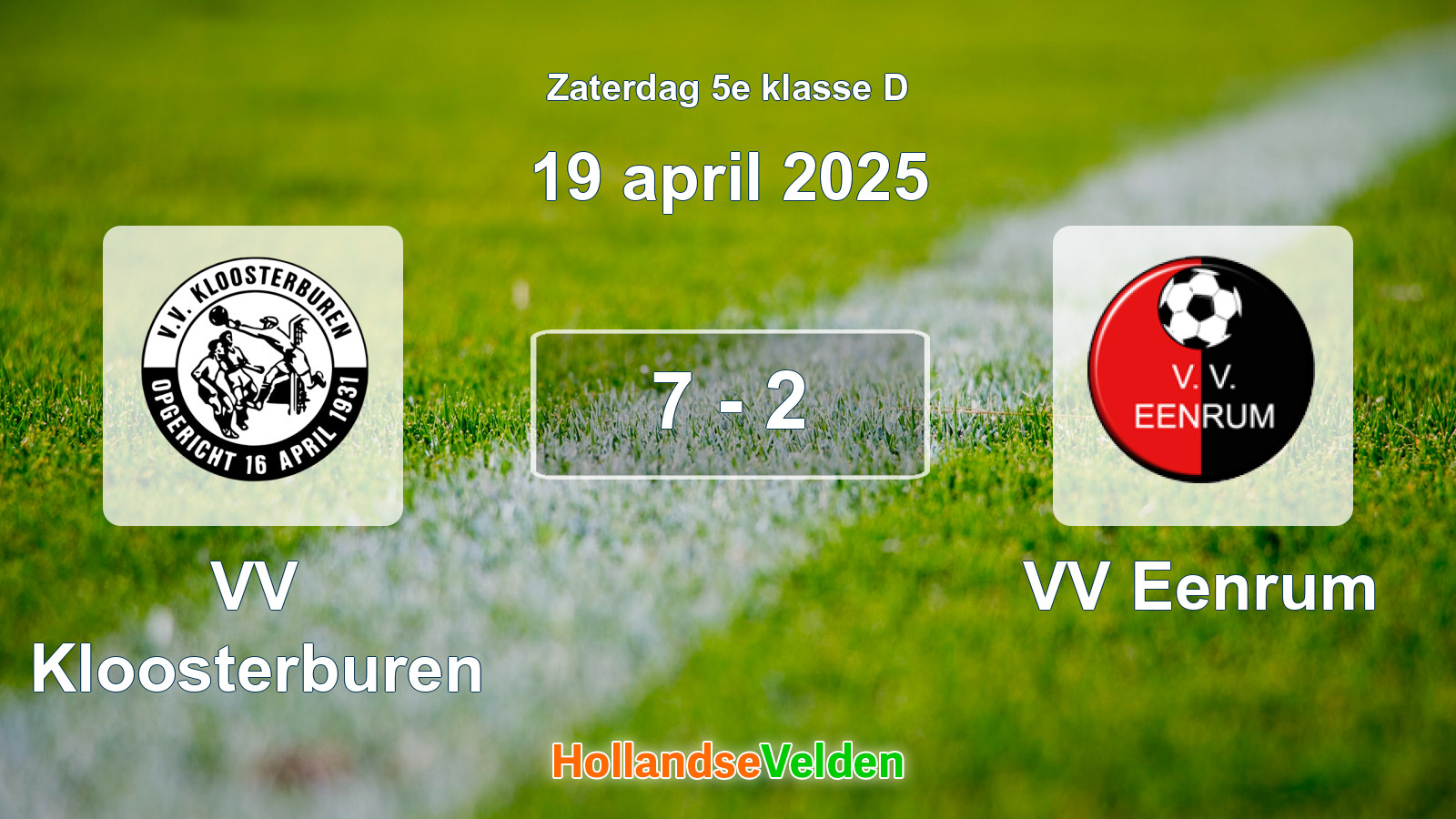 Gespeelde wedstrijd: VV Kloosterburen - VV Eenrum 7 - 2 (19 april 2025)
