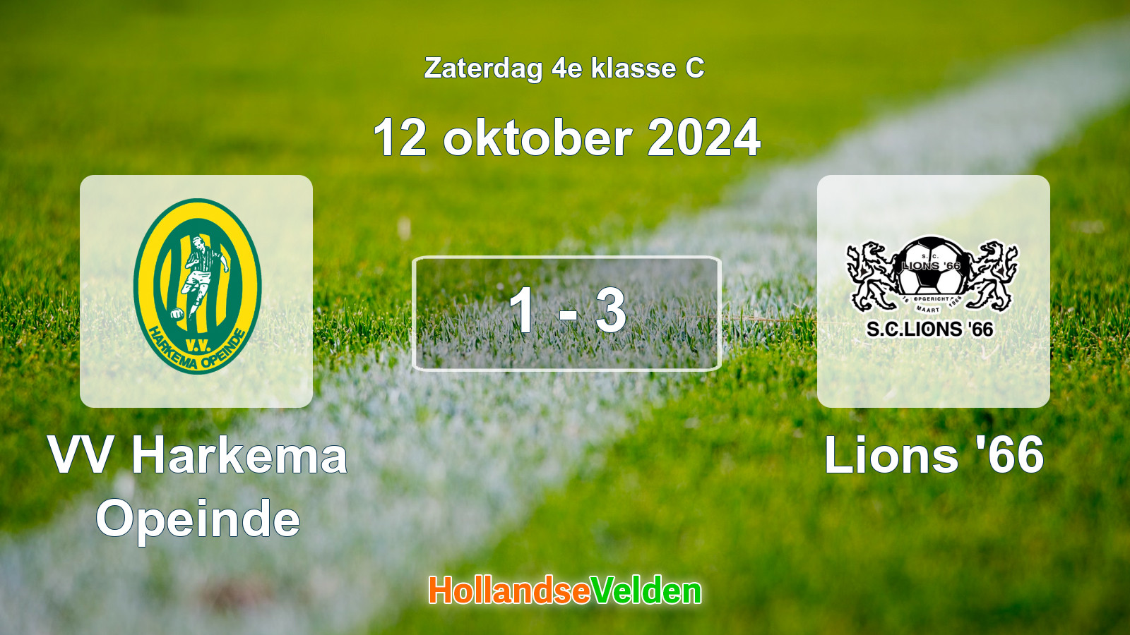 Gespeelde wedstrijd: VV Harkema Opeinde - Lions '66 1 - 3 (12 oktober 2024)