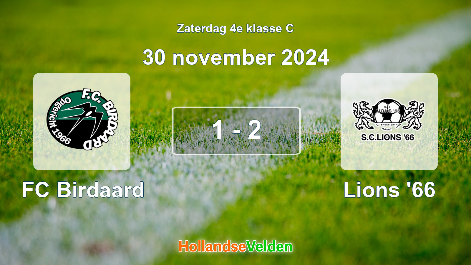 Gespeelde wedstrijd: FC Birdaard - Lions '66 1 - 2 (30 november 2024)