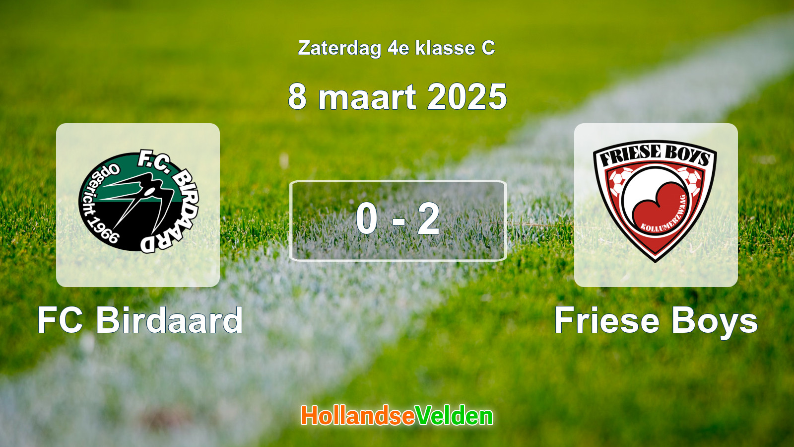 Gespeelde wedstrijd: FC Birdaard - Friese Boys 0 - 2 (8 maart 2025)