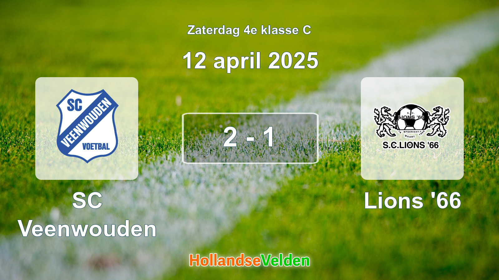 Gespeelde wedstrijd: SC Veenwouden - Lions '66 2 - 1 (12 april 2025)