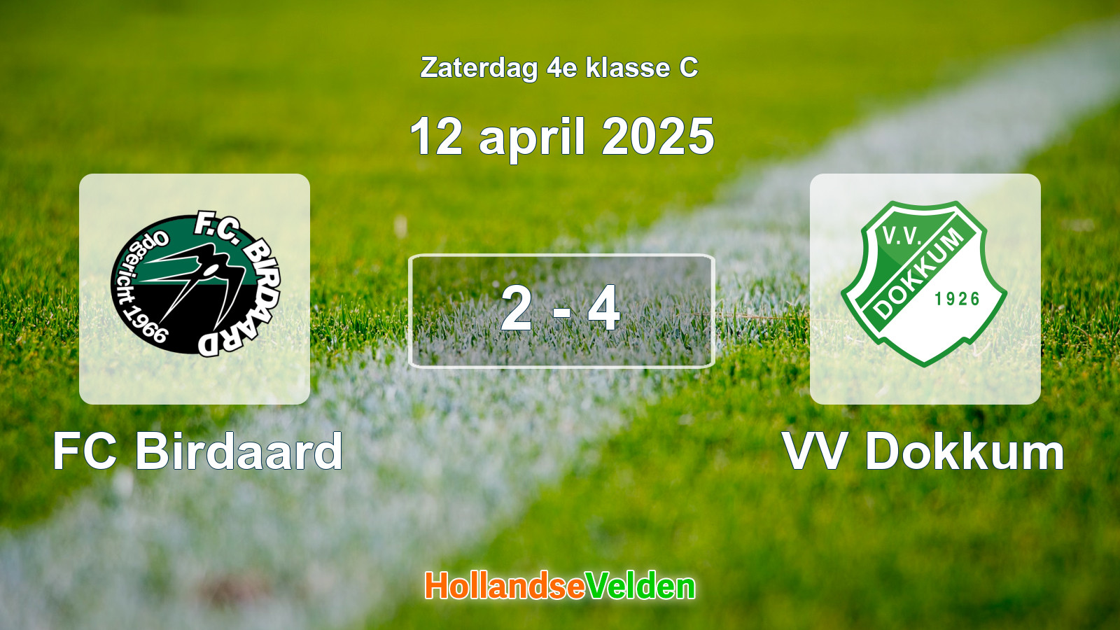 Gespeelde wedstrijd: FC Birdaard - VV Dokkum 2 - 4 (12 april 2025)