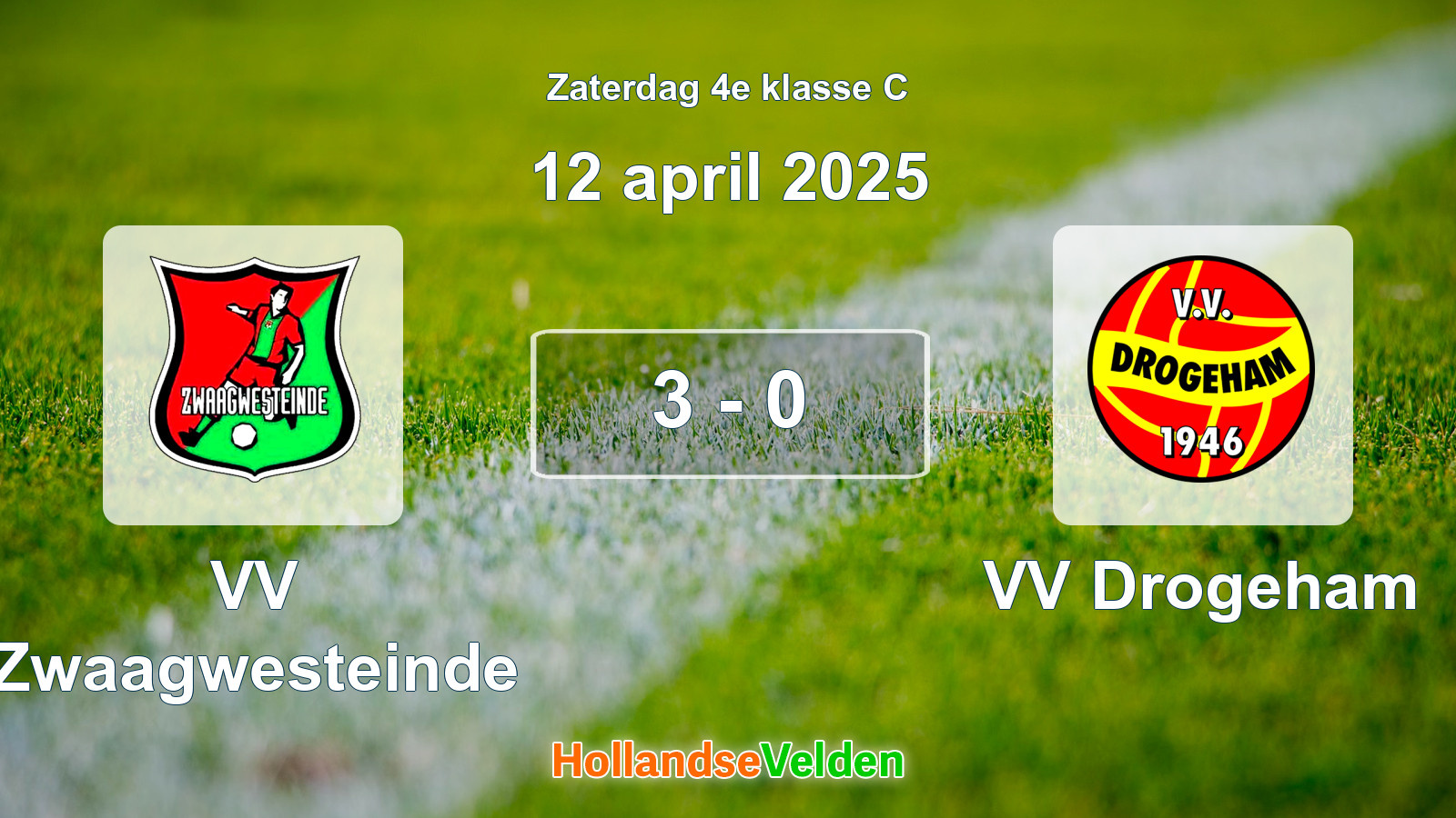 Gespeelde wedstrijd: VV Zwaagwesteinde - VV Drogeham 3 - 0 (12 april 2025)