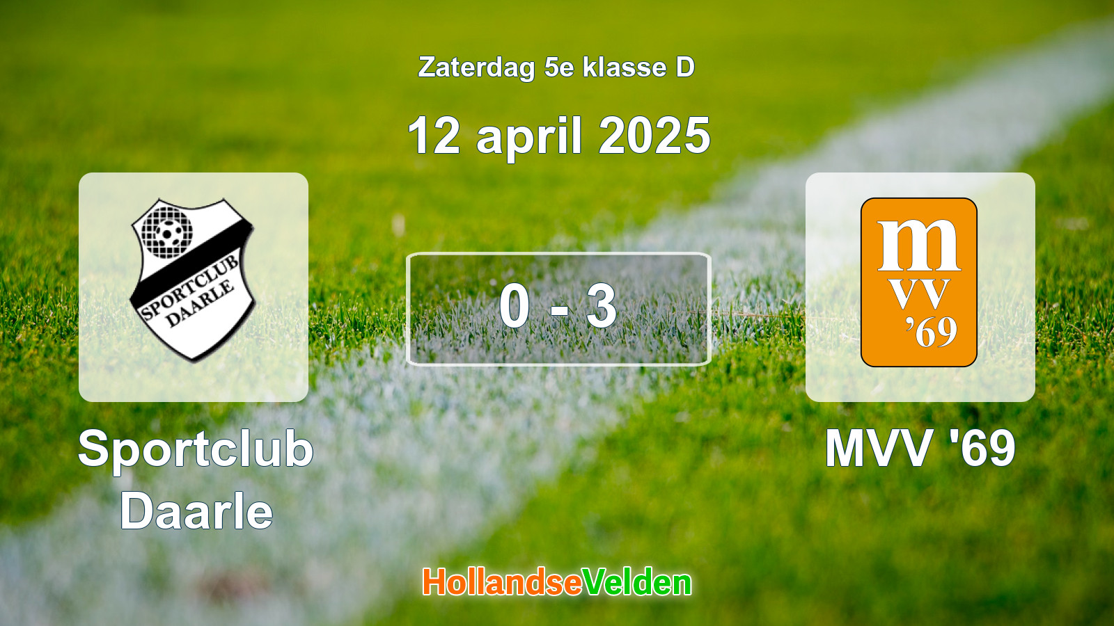 Gespeelde wedstrijd: Sportclub Daarle - MVV '69 0 - 3 (12 april 2025)