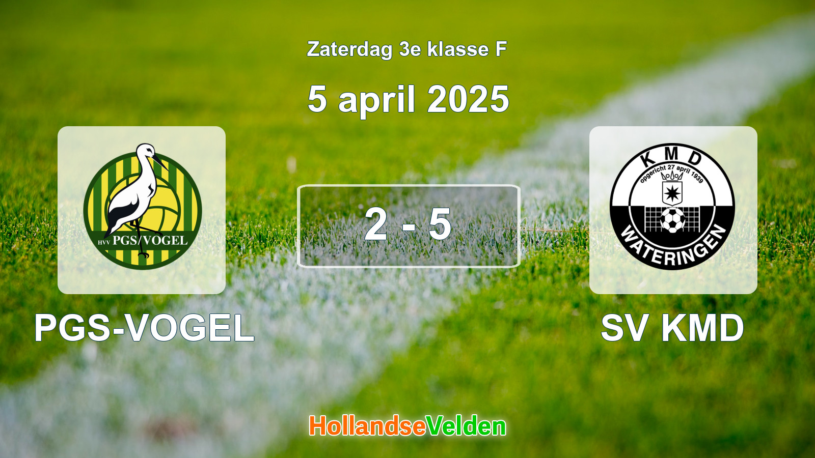 Gespeelde wedstrijd: PGS-VOGEL - SV KMD 2 - 5 (5 april 2025)