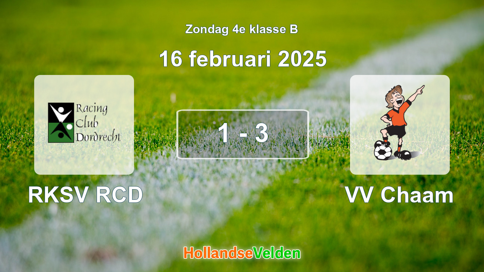 Gespeelde wedstrijd: RKSV RCD - VV Chaam 1 - 3 (16 februari 2025)