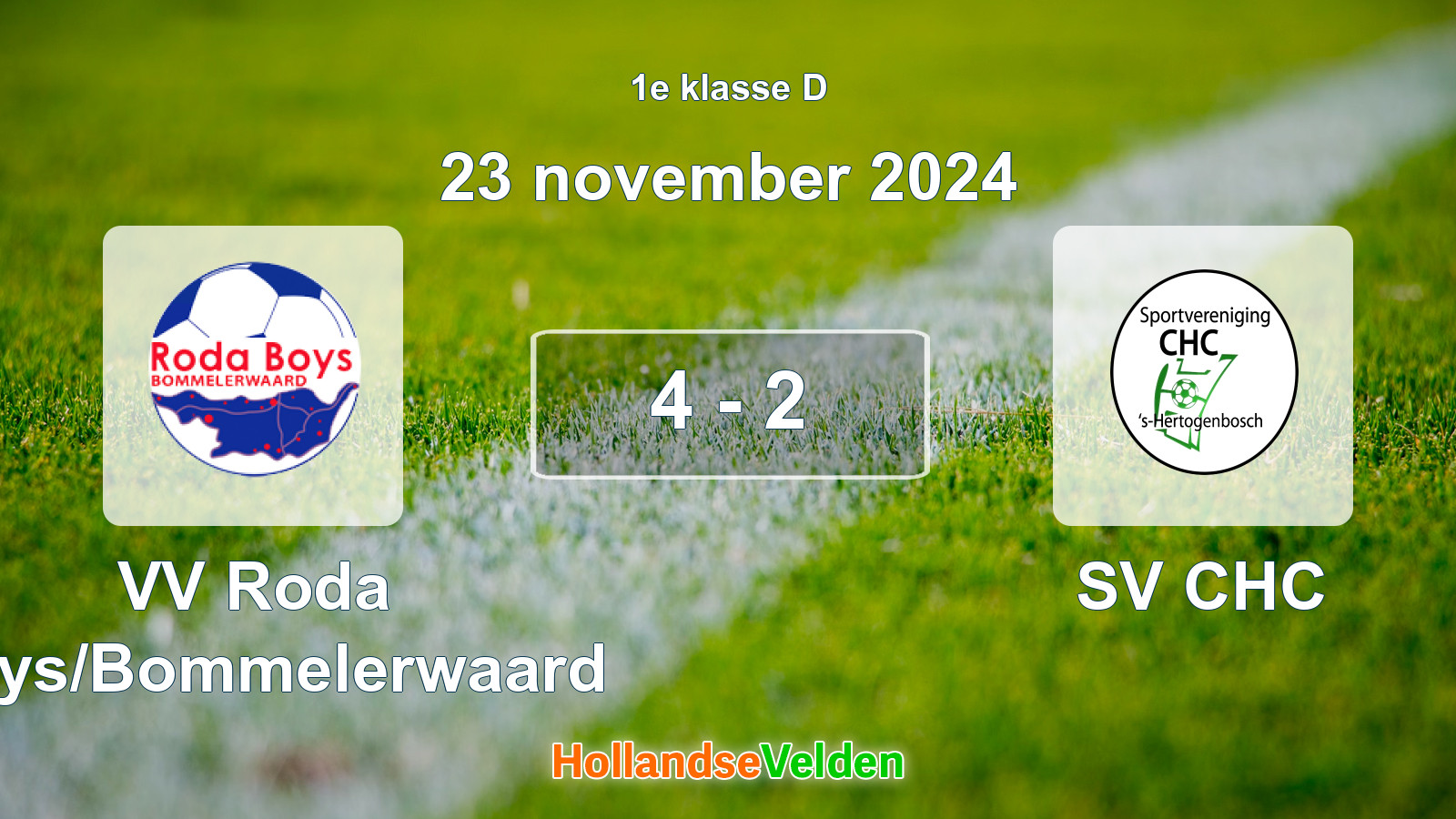 Gespeelde wedstrijd: VV Roda Boys/Bommelerwaard - SV CHC 4 - 2 (23 november 2024)