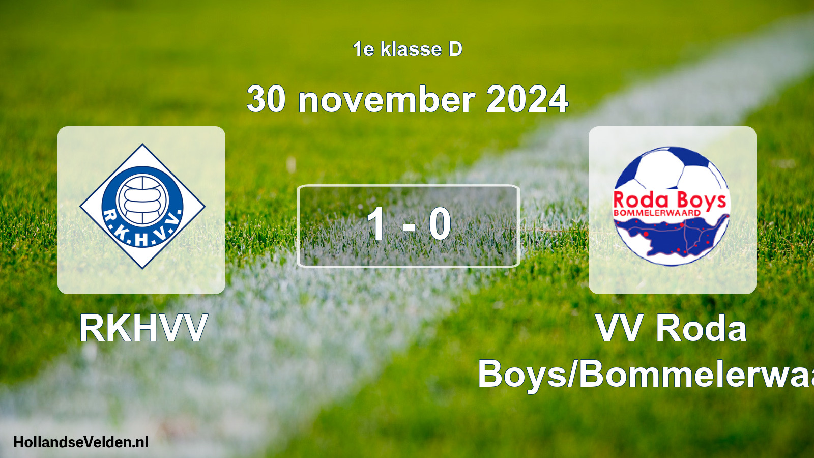 Gespeelde wedstrijd: RKHVV - VV Roda Boys/Bommelerwaard 1 - 0 (30 november 2024)