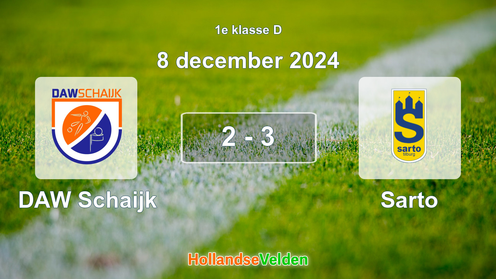 Gespeelde wedstrijd: DAW Schaijk - Sarto 2 - 3 (8 december 2024)