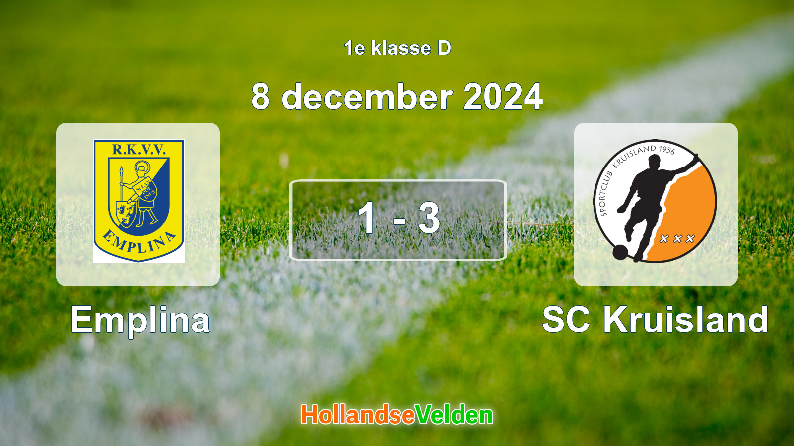 Gespeelde wedstrijd: Emplina - SC Kruisland 1 - 3 (8 december 2024)