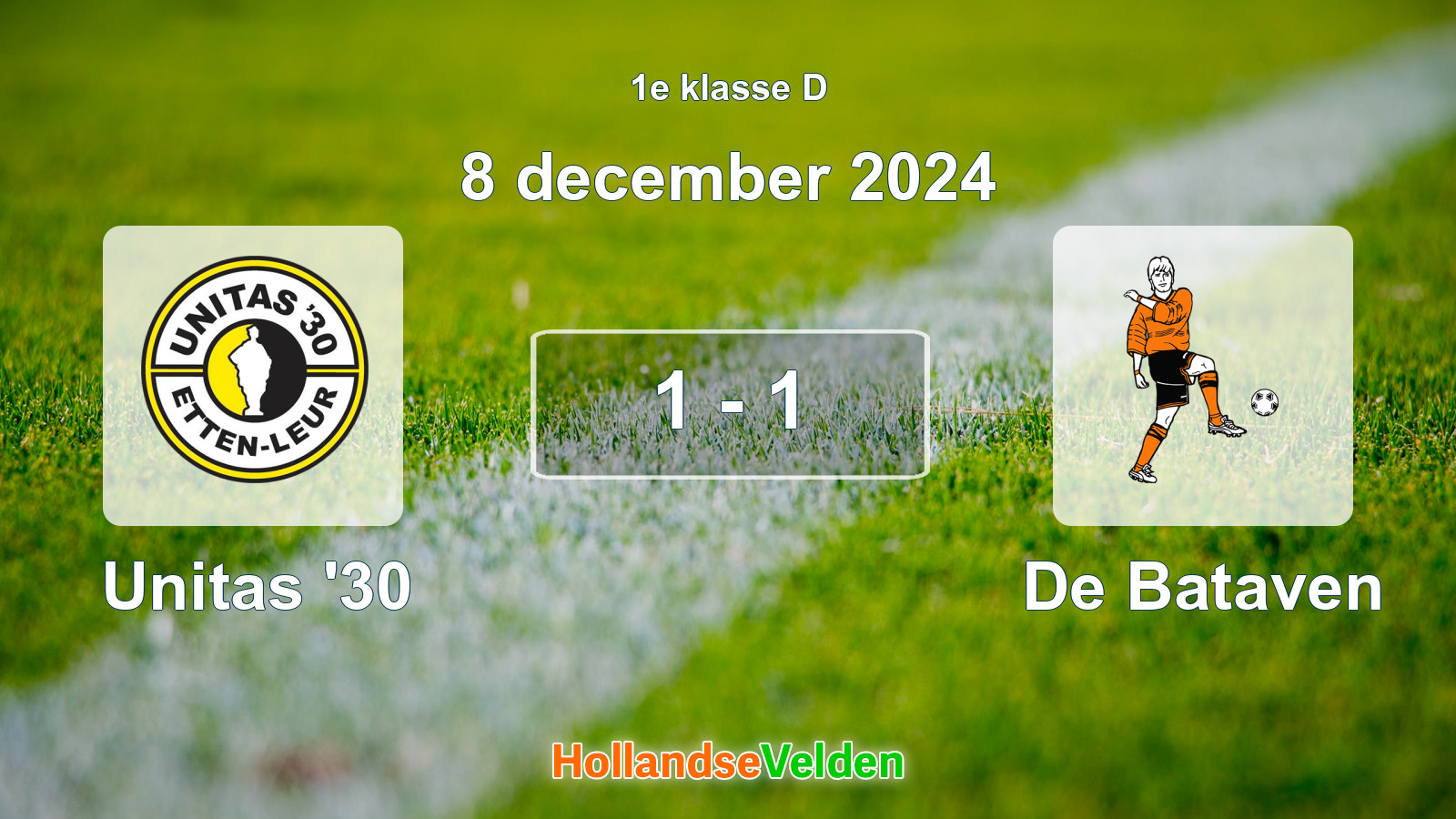 Gespeelde wedstrijd: Unitas '30 - De Bataven 1 - 1 (8 december 2024)
